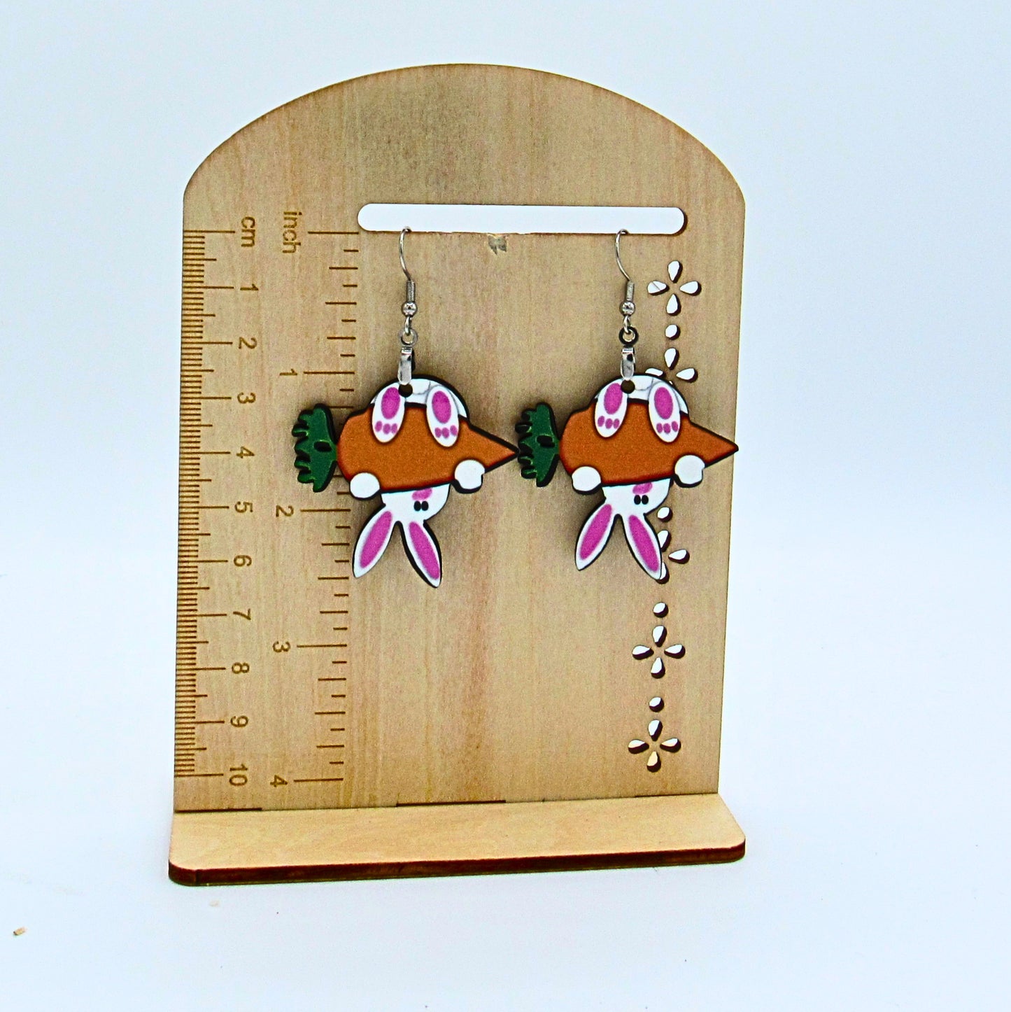 MDF-Upside Down Bunny Shaped Sublimated Earrings