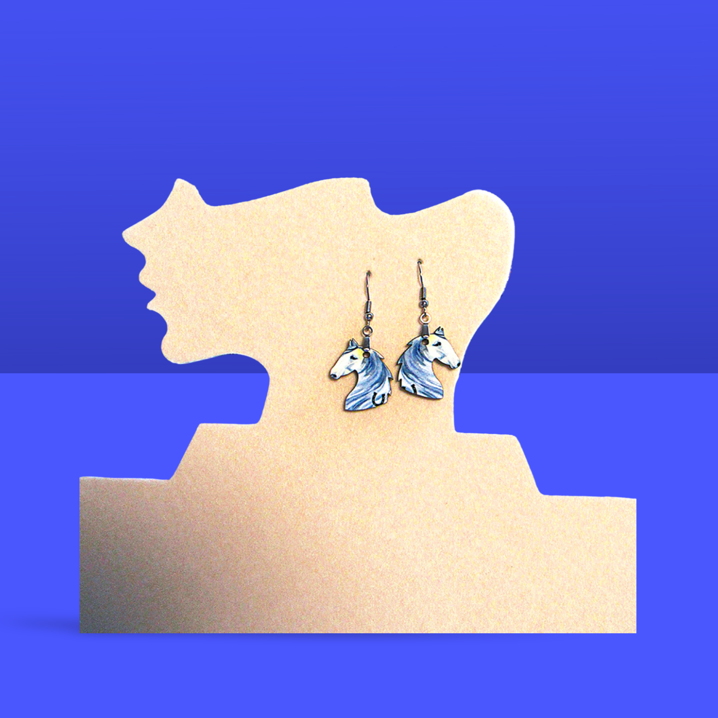 Horse Head Shaped Sublimated Earrings