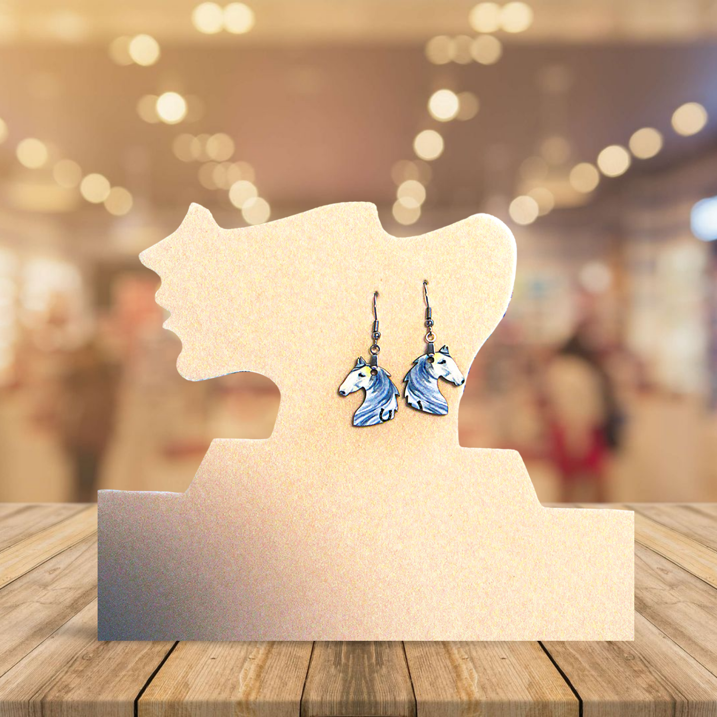 Horse Head Shaped Sublimated Earrings