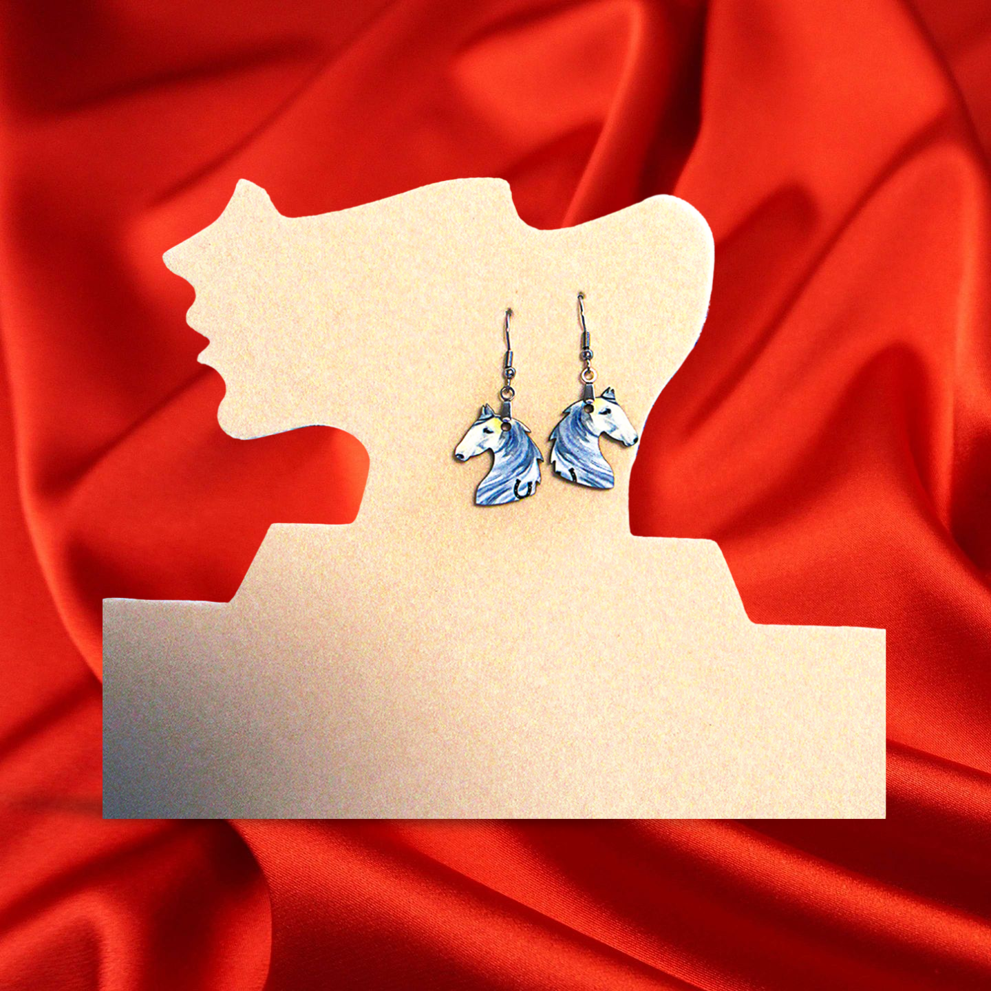 Horse Head Shaped Sublimated Earrings