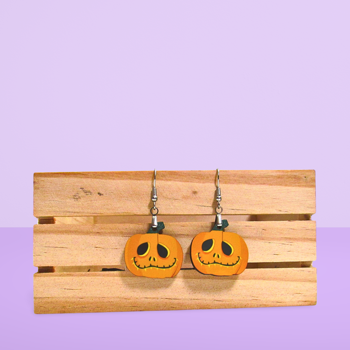Pumpkin Shaped Sublimated Earrings 1 inch