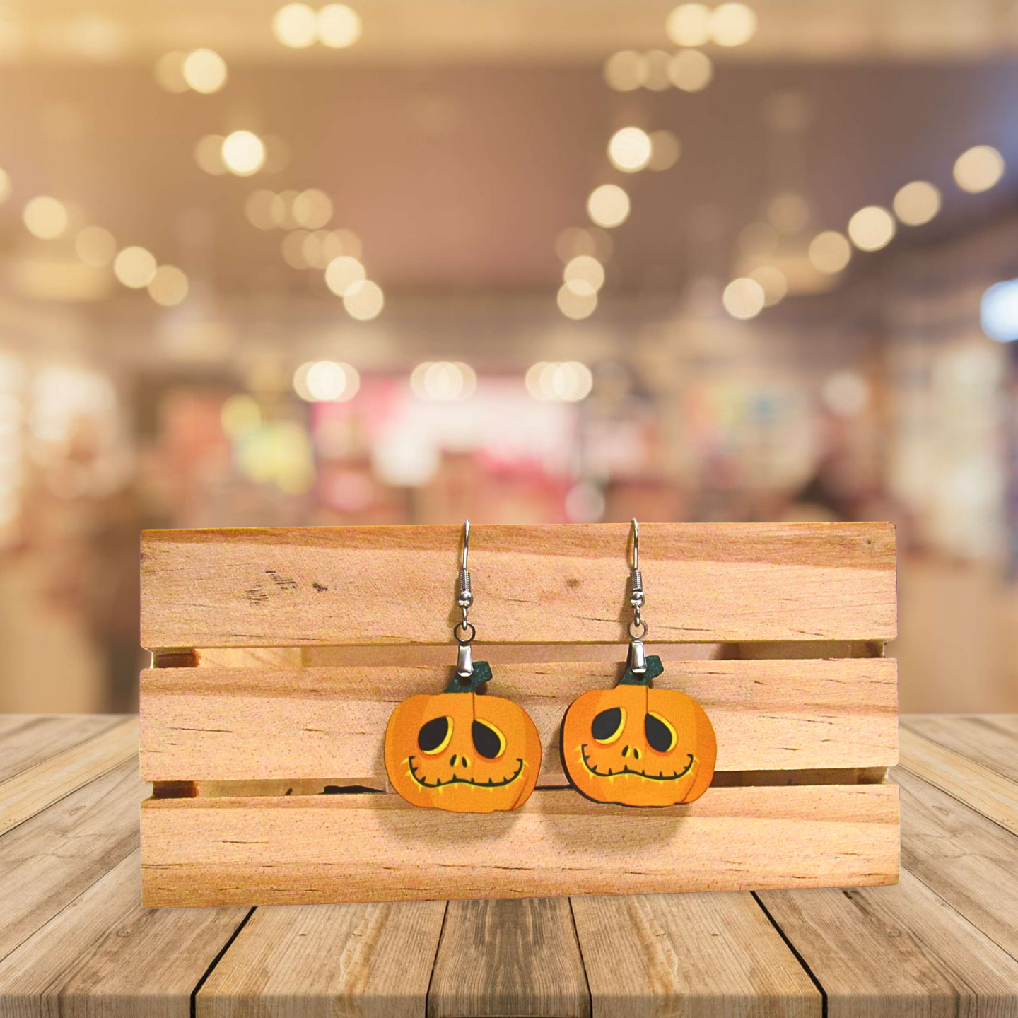 Pumpkin Shaped Sublimated Earrings 1 inch