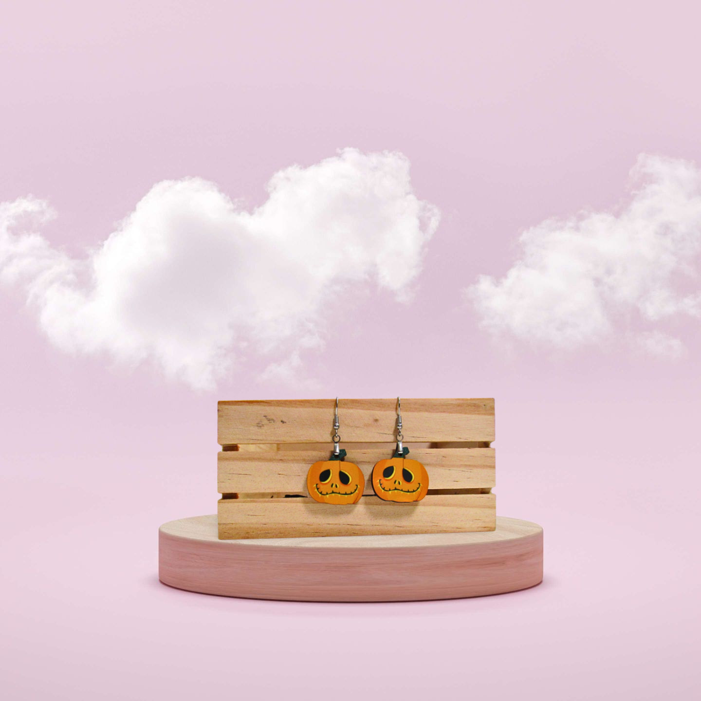 Pumpkin Shaped Sublimated Earrings 1 inch