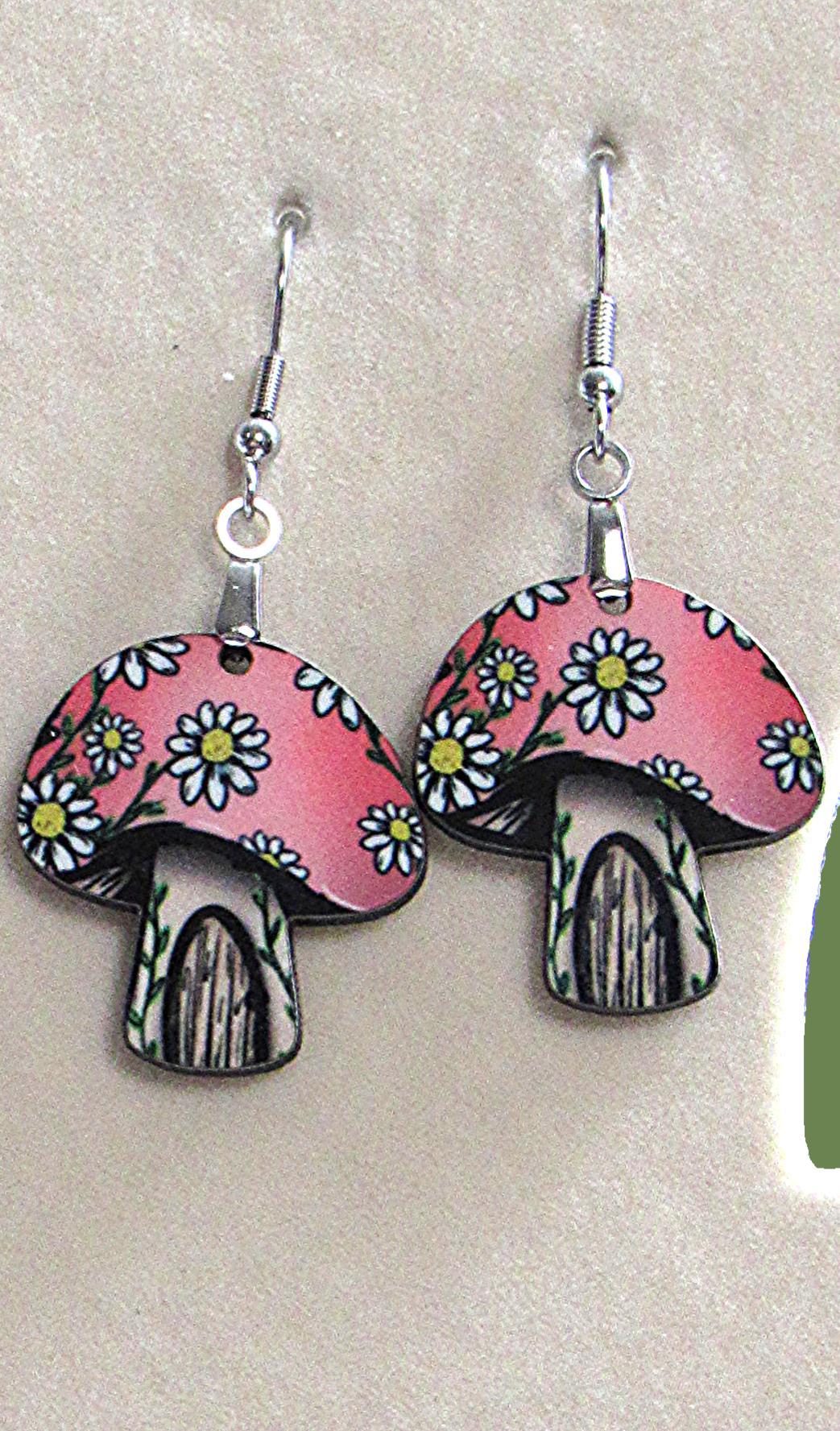 Mushroom Shaped Sublimated Earrings 1 inch