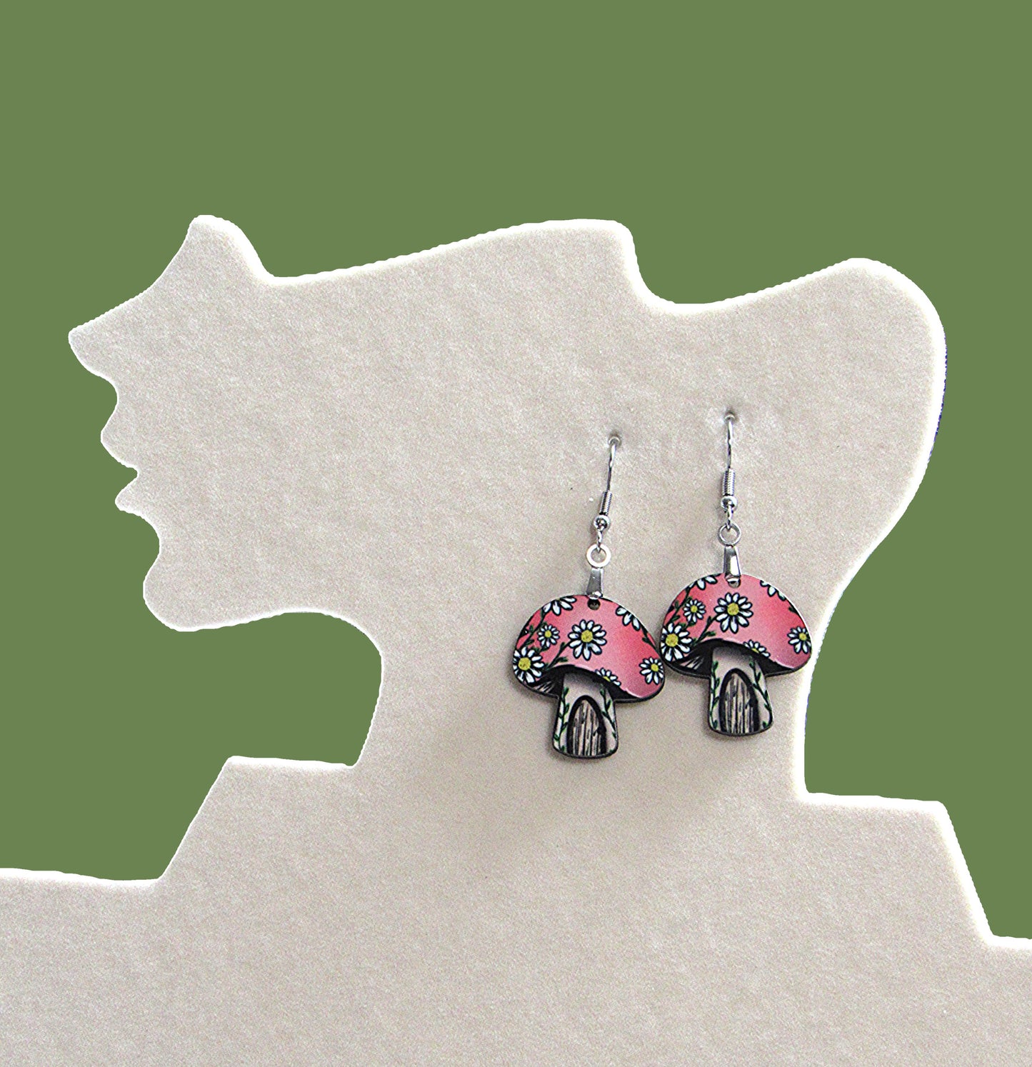 Mushroom Shaped Sublimated Earrings 1 inch