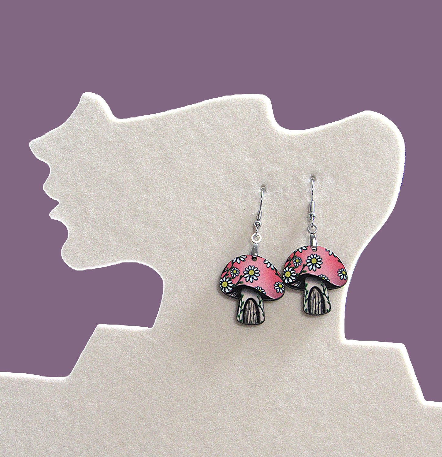 Mushroom Shaped Sublimated Earrings 1 inch