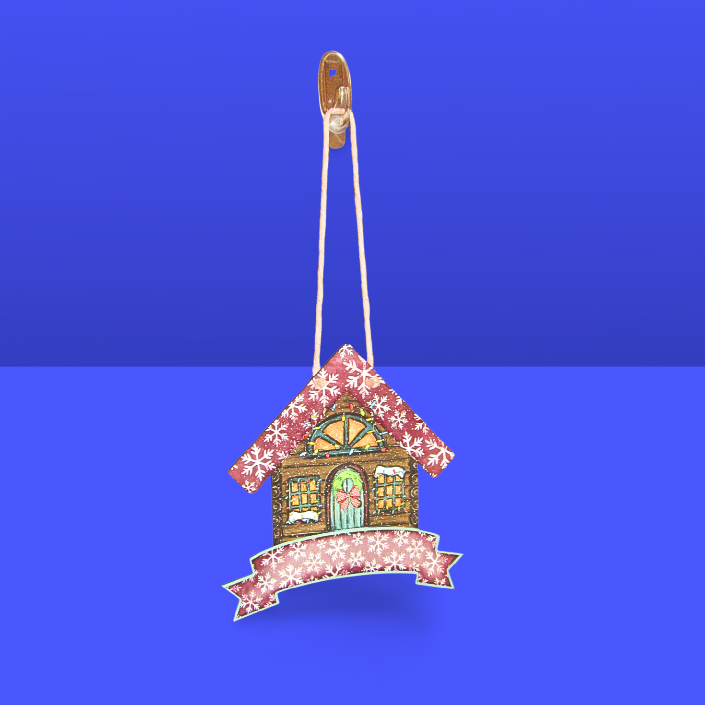 Birdhouse With Ribbon Banner Shaped Sublimated Door Hanger