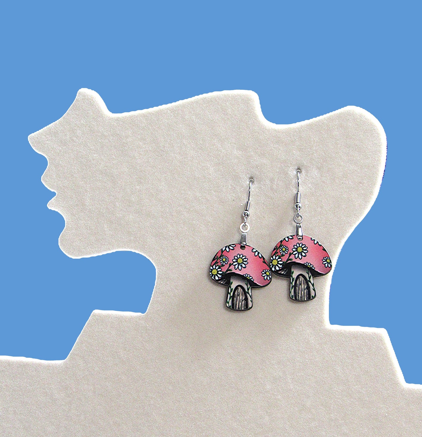 Mushroom Shaped Sublimated Earrings 1 inch