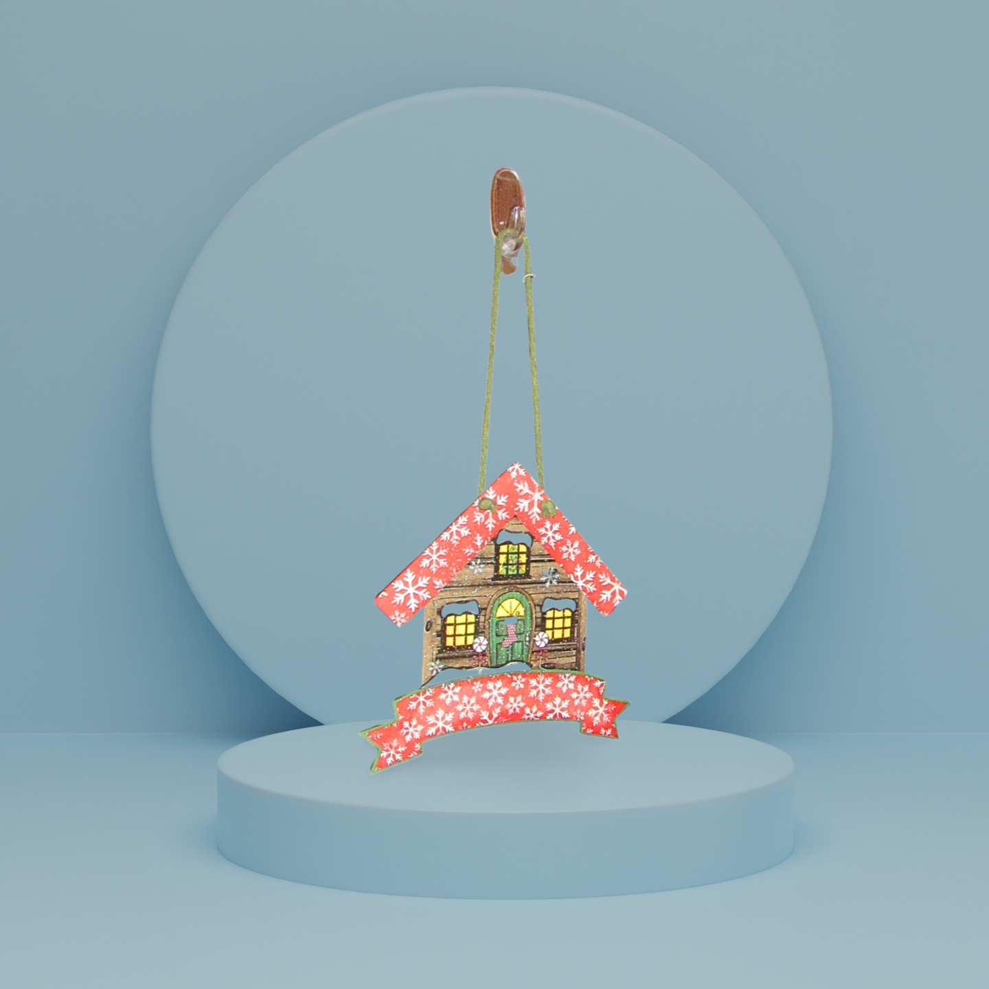 Birdhouse With Ribbon Banner Shaped Sublimated Door Hanger