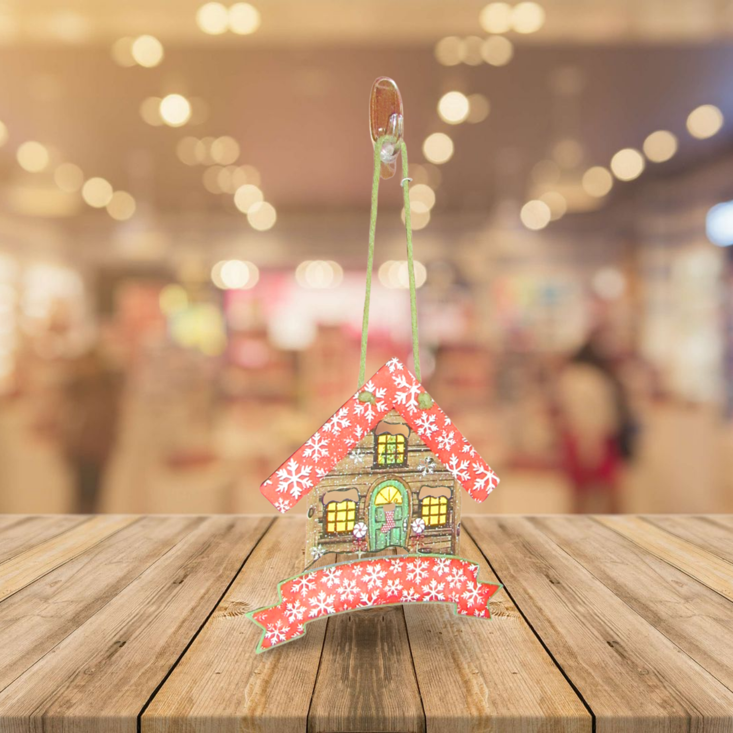 Birdhouse With Ribbon Banner Shaped Sublimated Door Hanger