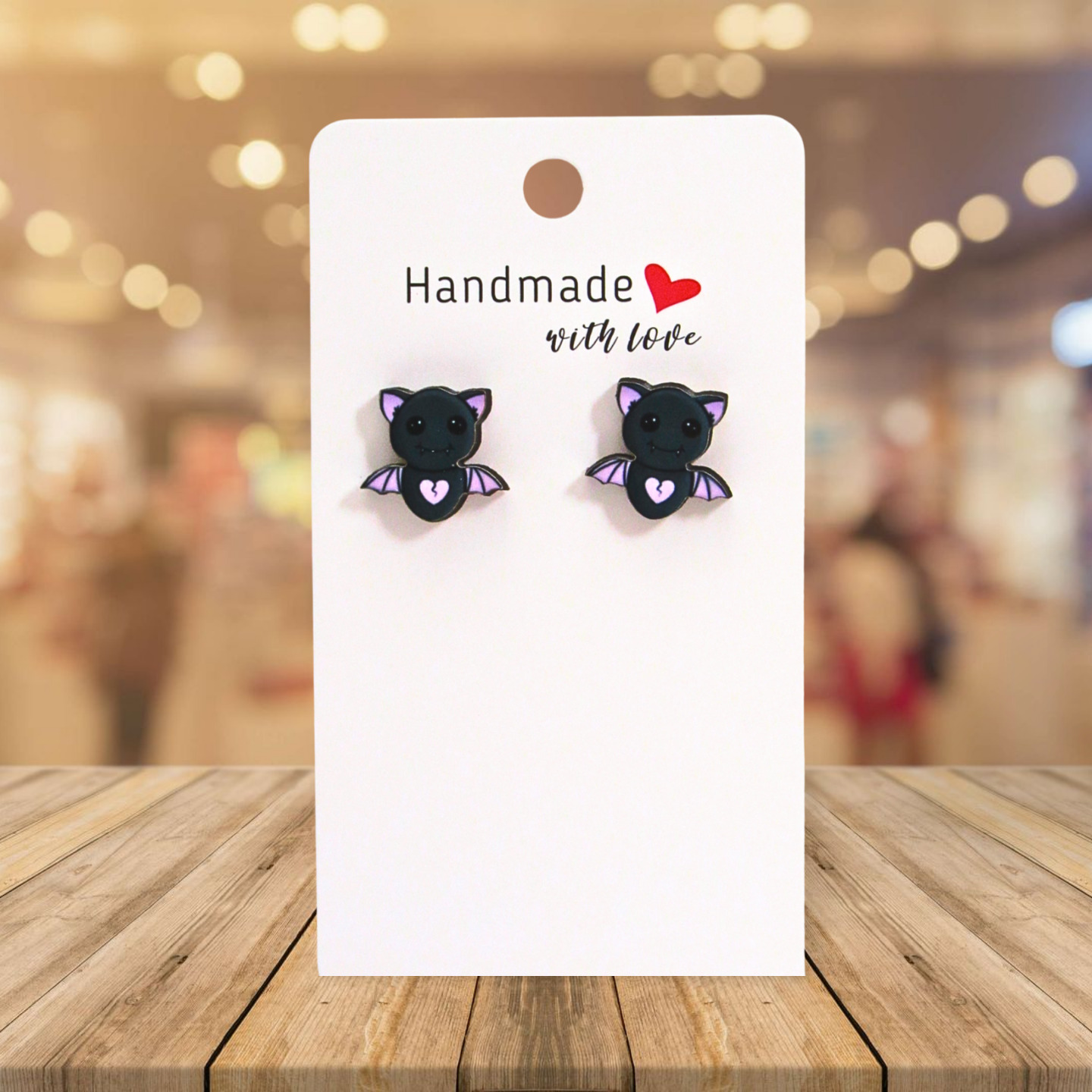 Flying Bat Shaped Sublimated Stud Earrings