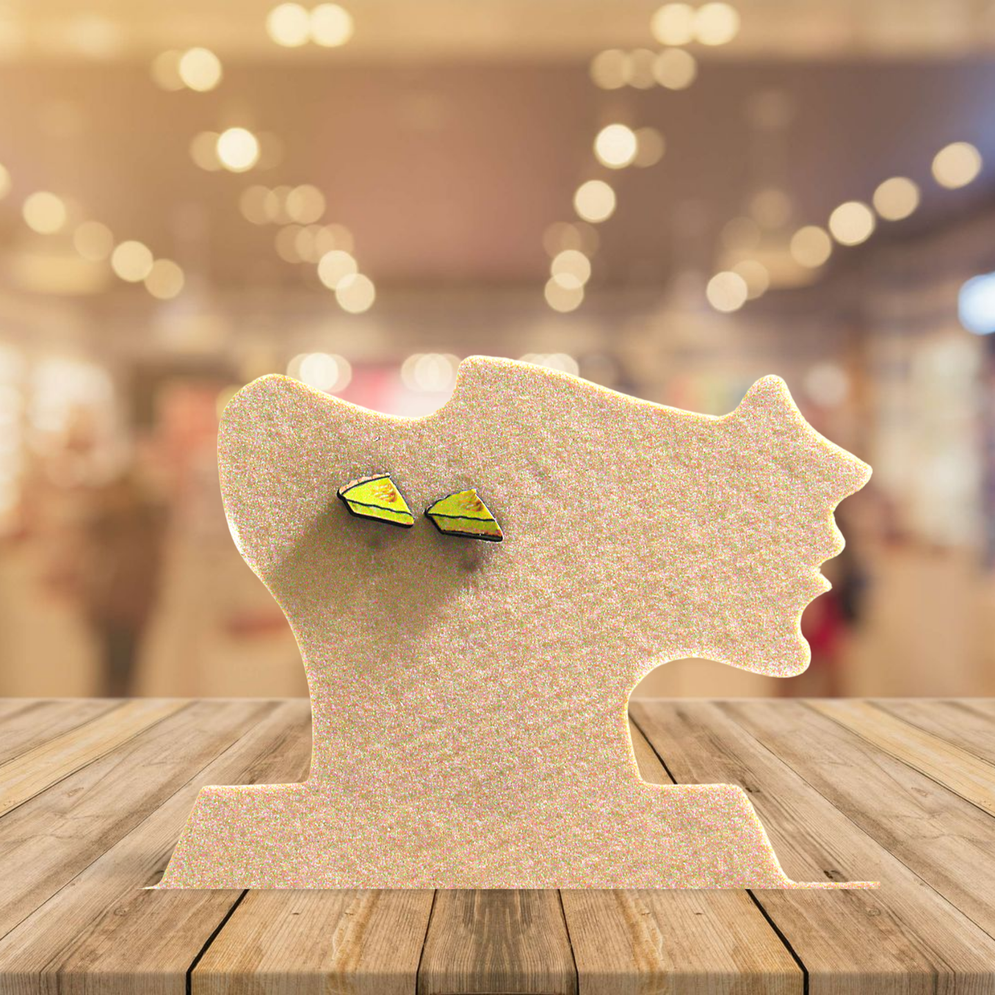 Pie Slice Shaped Sublimated Stud Earrings