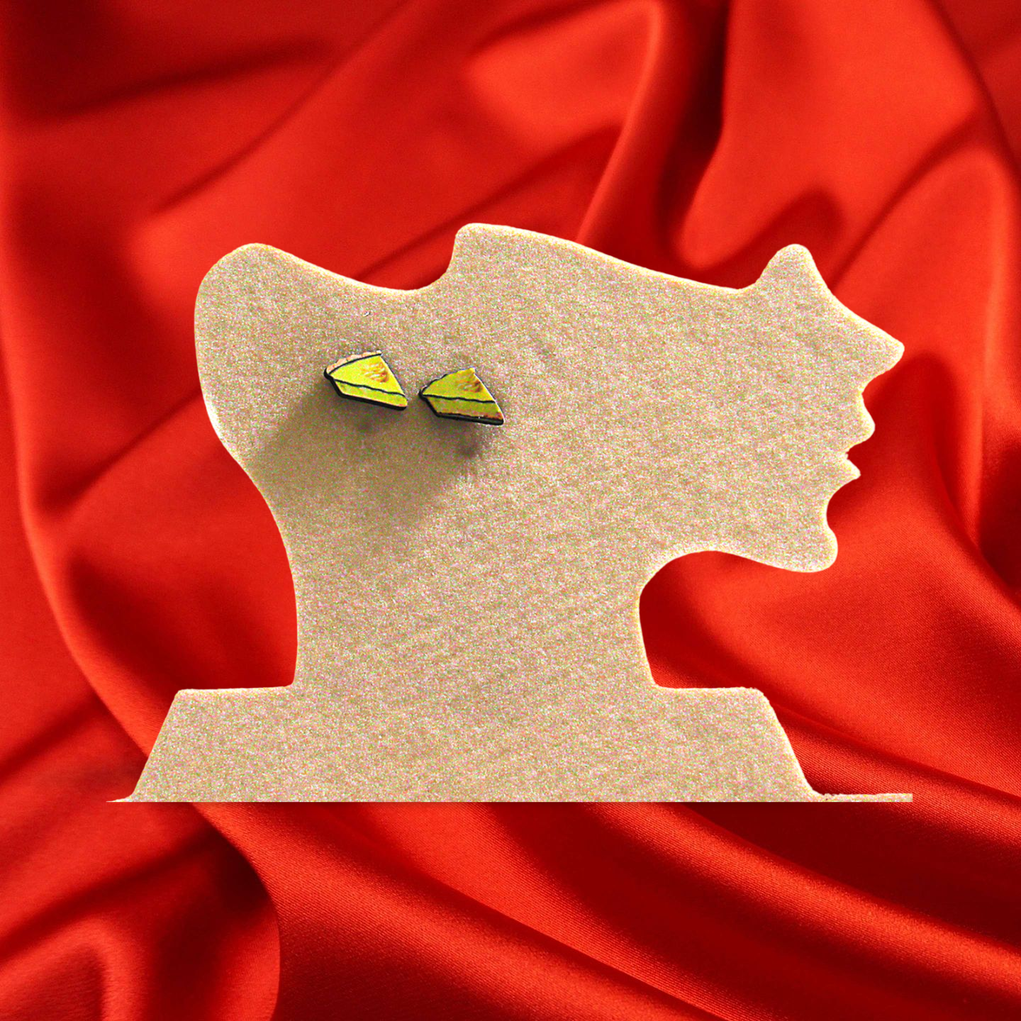 Pie Slice Shaped Sublimated Stud Earrings