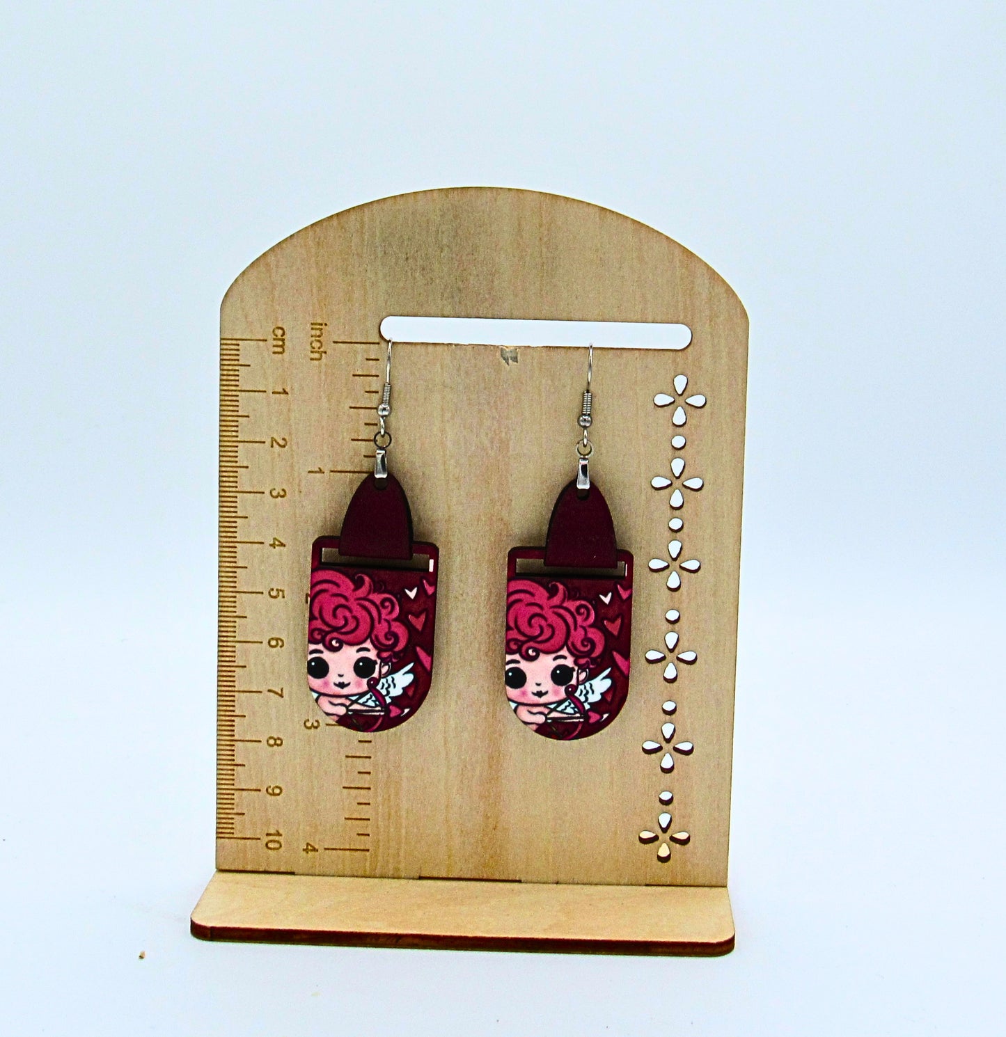 MDF and Faux Leather-Bar Shaped Sublimated Earrings 1.5 inch