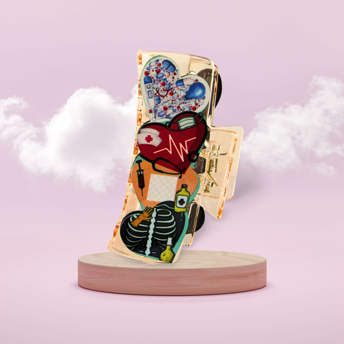 Heart Shaped Sublimated Hair Clip Large