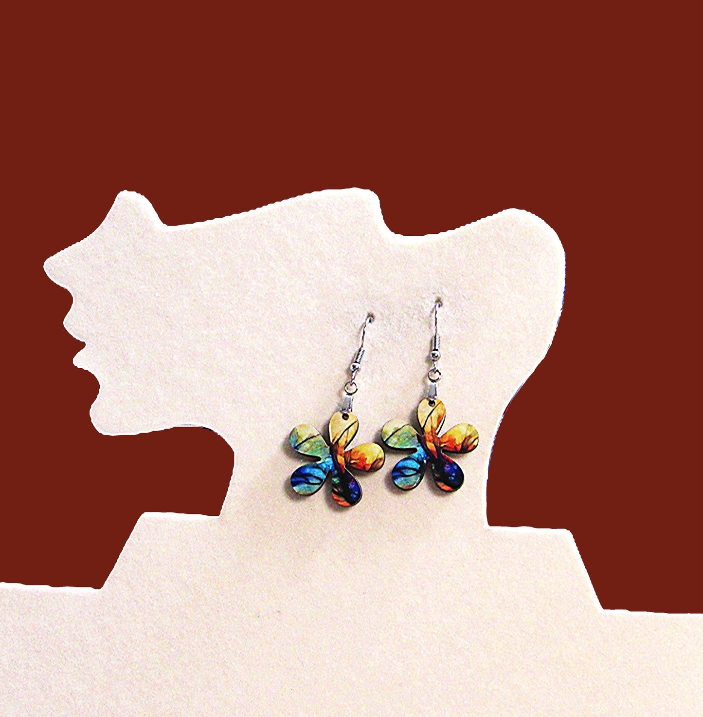 1 inch Hippie Flower Shaped Sublimated Earrings MDF