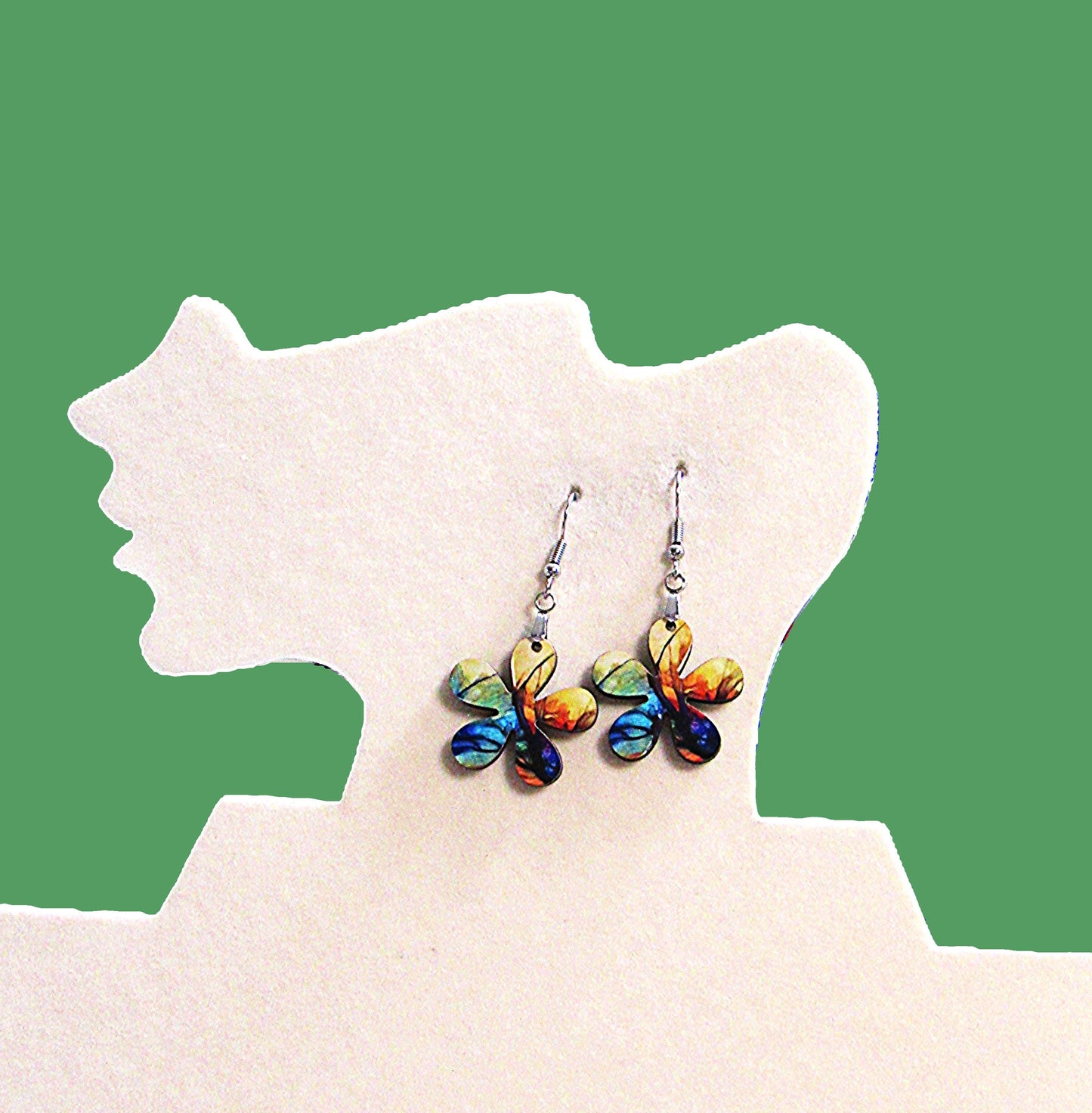 1 inch Hippie Flower Shaped Sublimated Earrings MDF