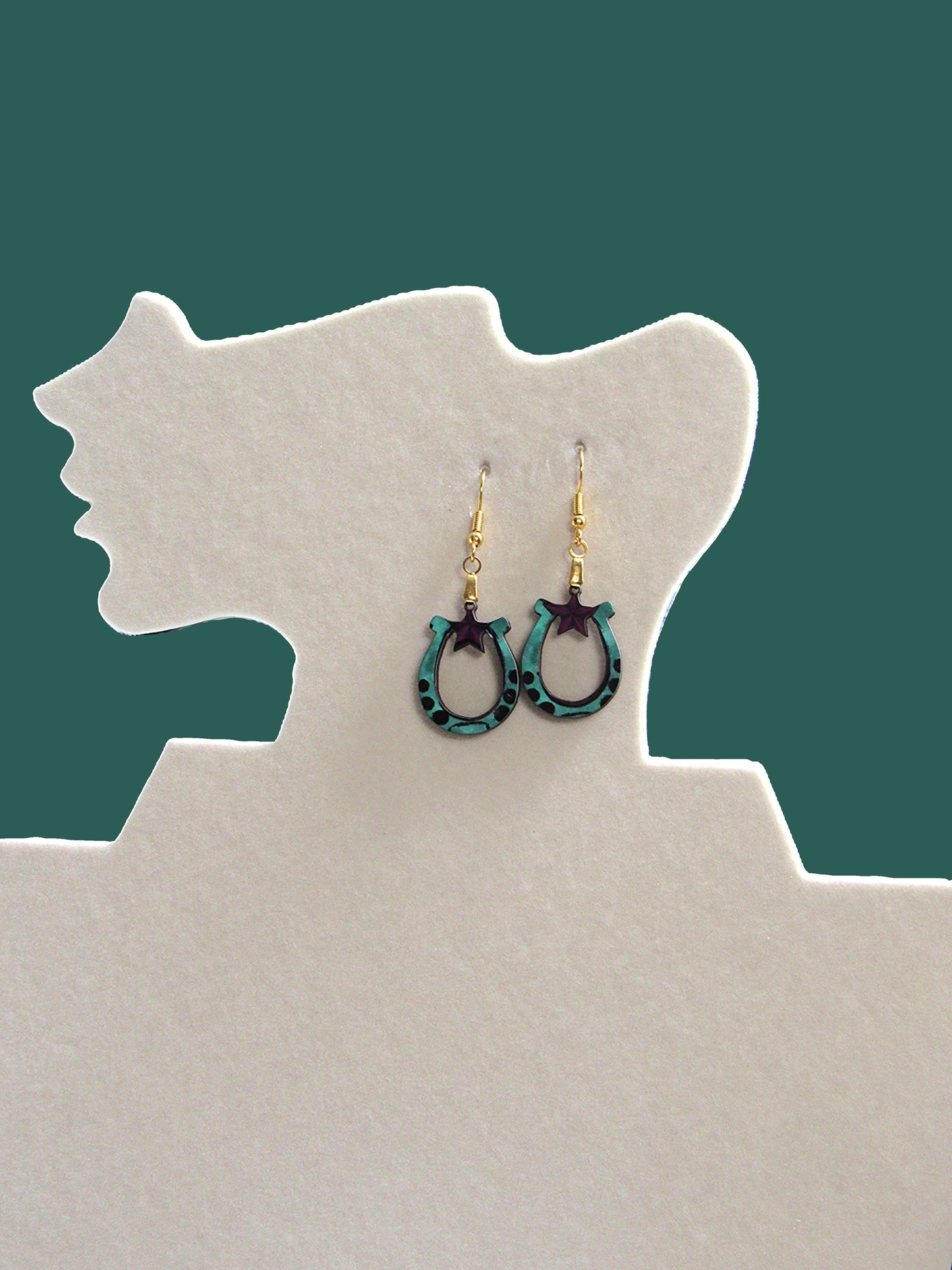 Horseshoe with Star Shaped Sublimated Earrings 1 inch