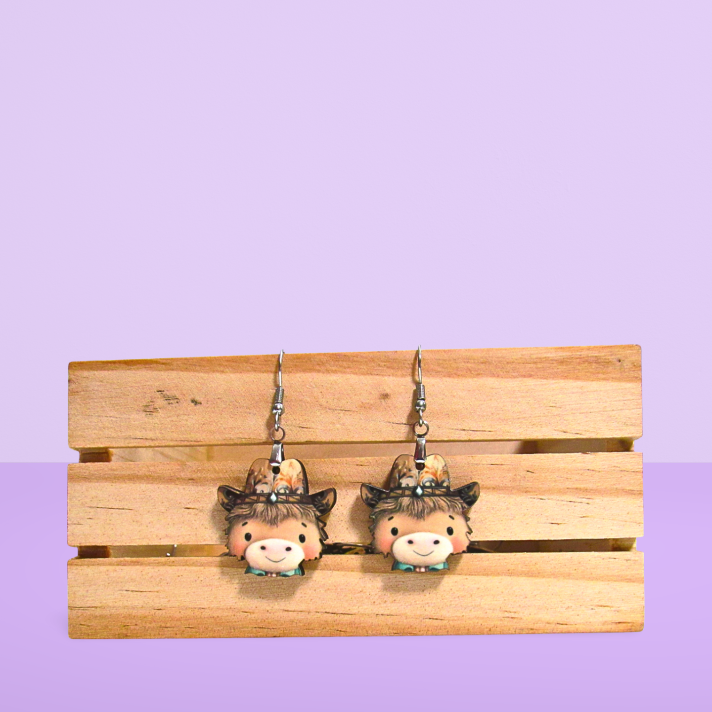 Cowboy Scarecrow Head Shaped Sublimated Earrings