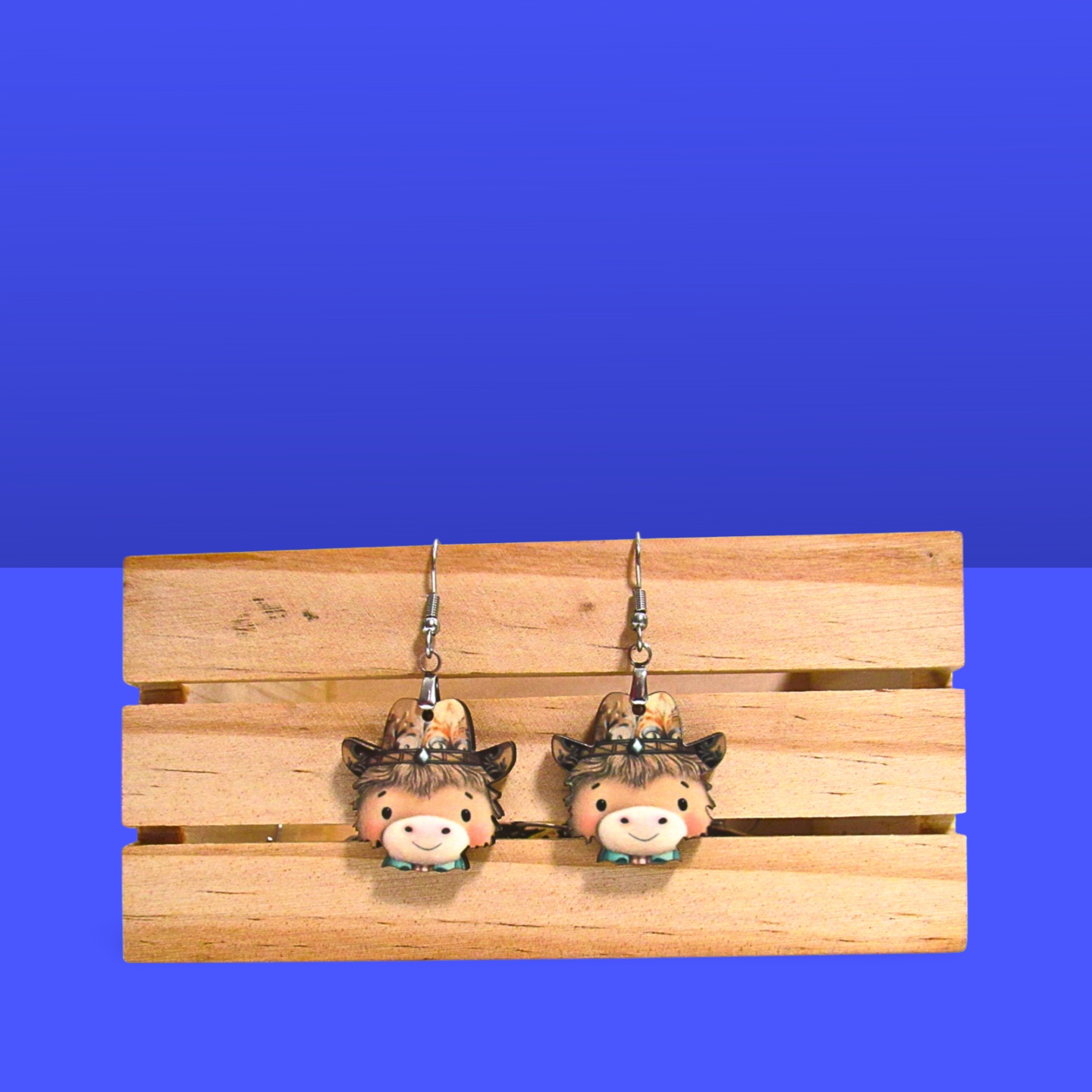 Cowboy Scarecrow Head Shaped Sublimated Earrings
