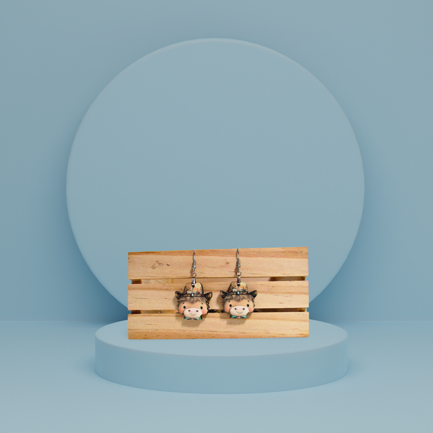 Cowboy Scarecrow Head Shaped Sublimated Earrings