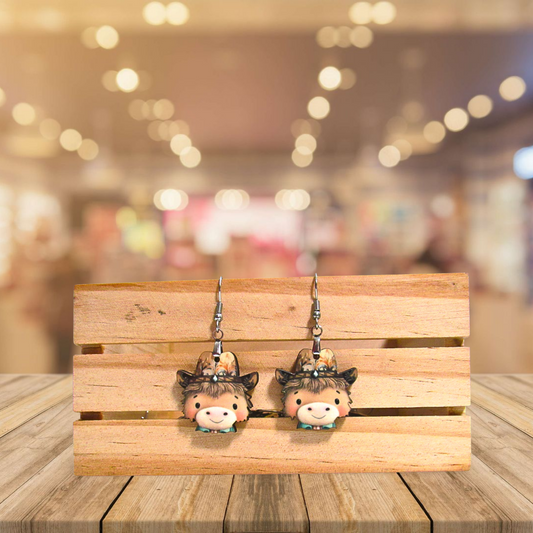 Cowboy Scarecrow Head Shaped Sublimated Earrings