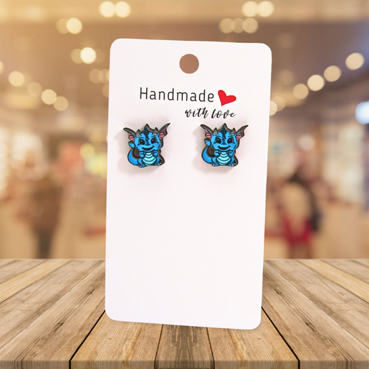 Dragon Shaped Sublimated Stud Earrings