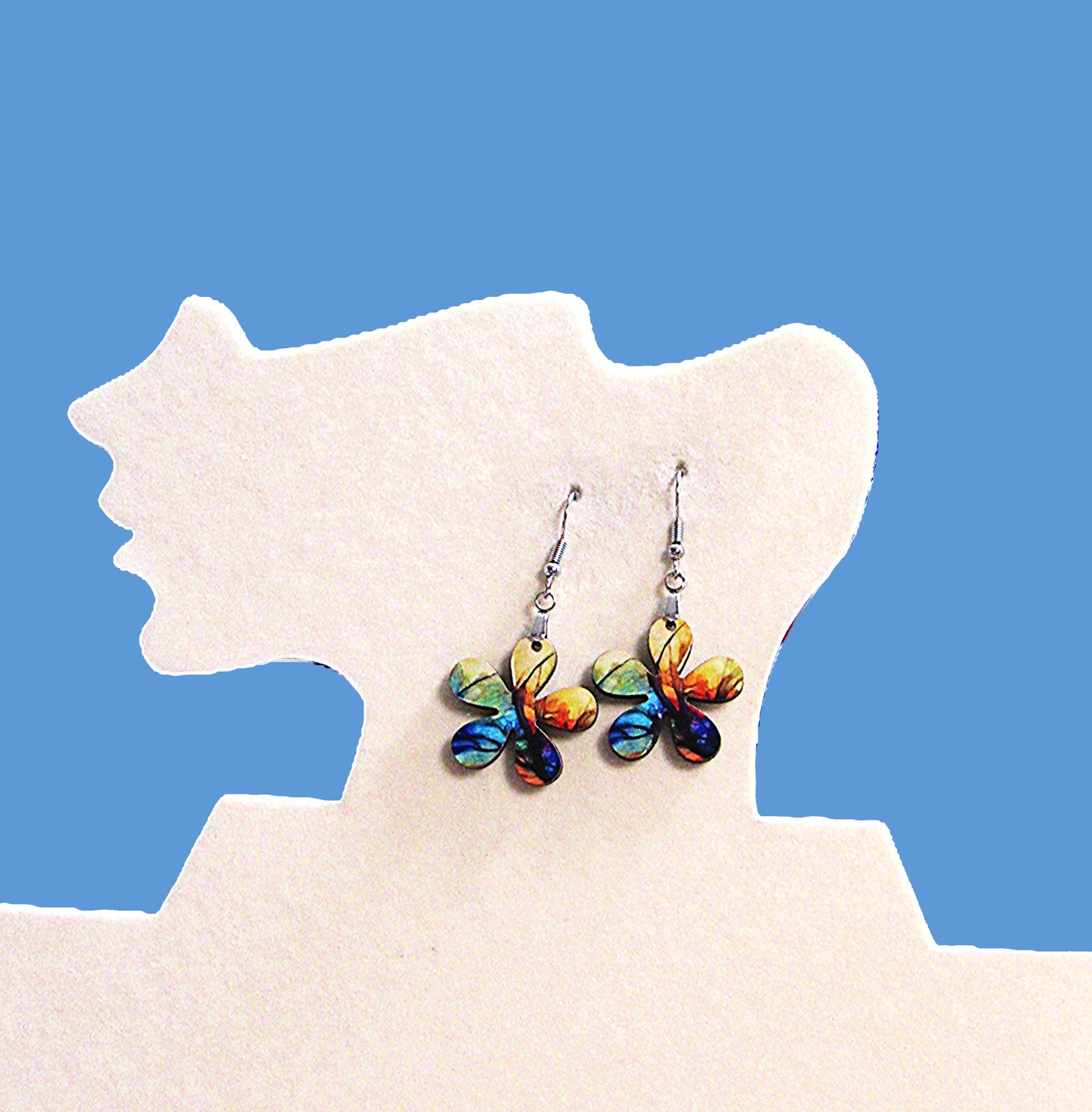 1 inch Hippie Flower Shaped Sublimated Earrings MDF