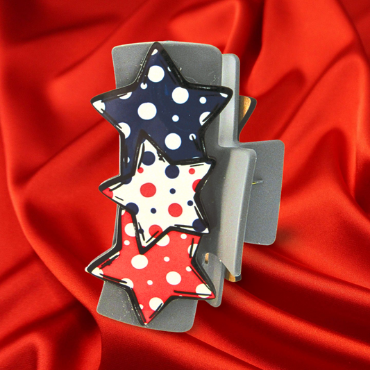 Triple Star Shaped Sublimated Hair Clip 4 inch