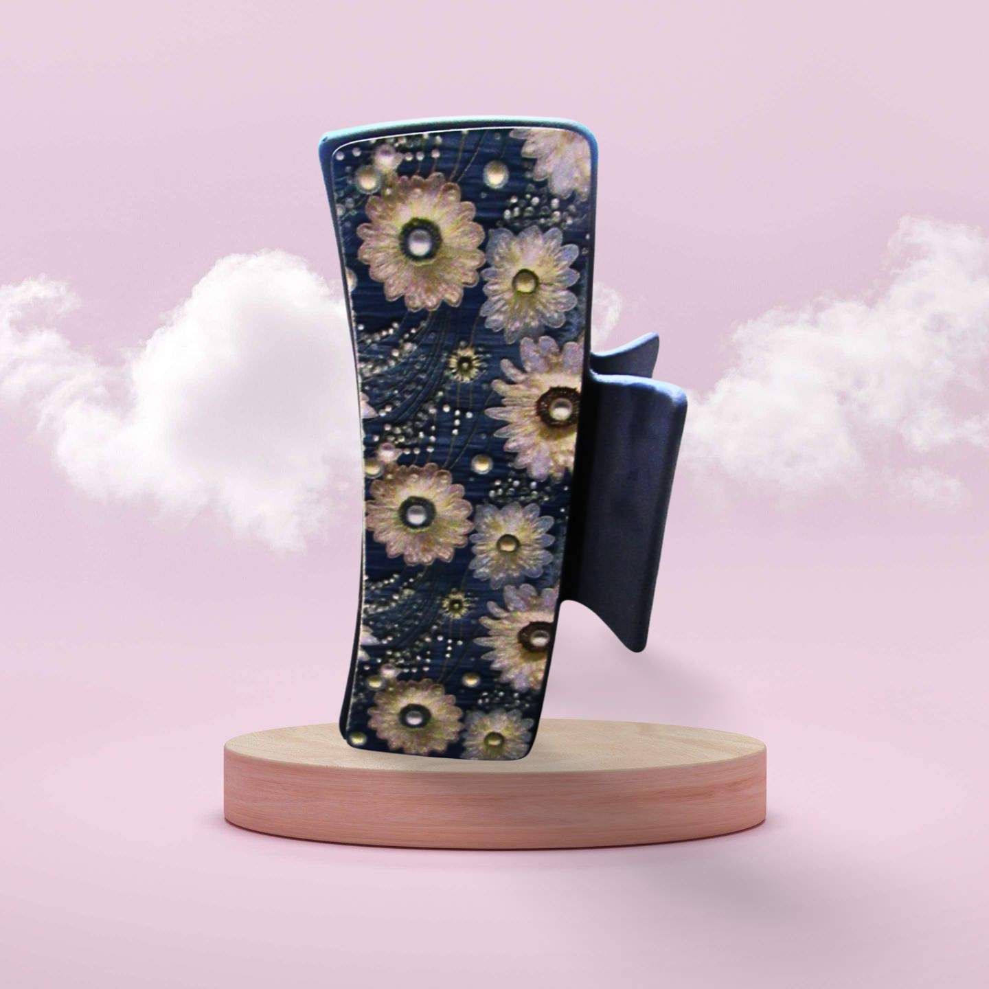 Floral Themed Sublimated Hair Clip Large