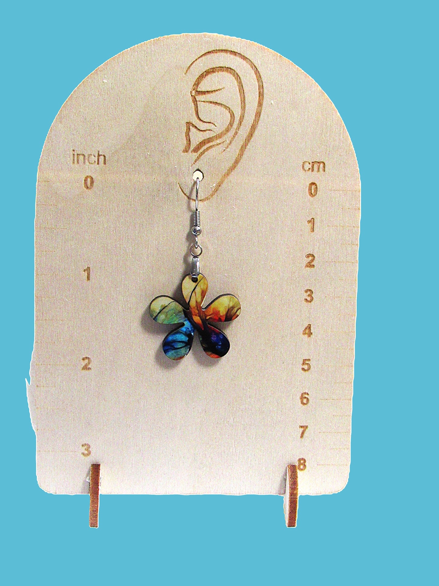 1 inch Hippie Flower Shaped Sublimated Earrings MDF