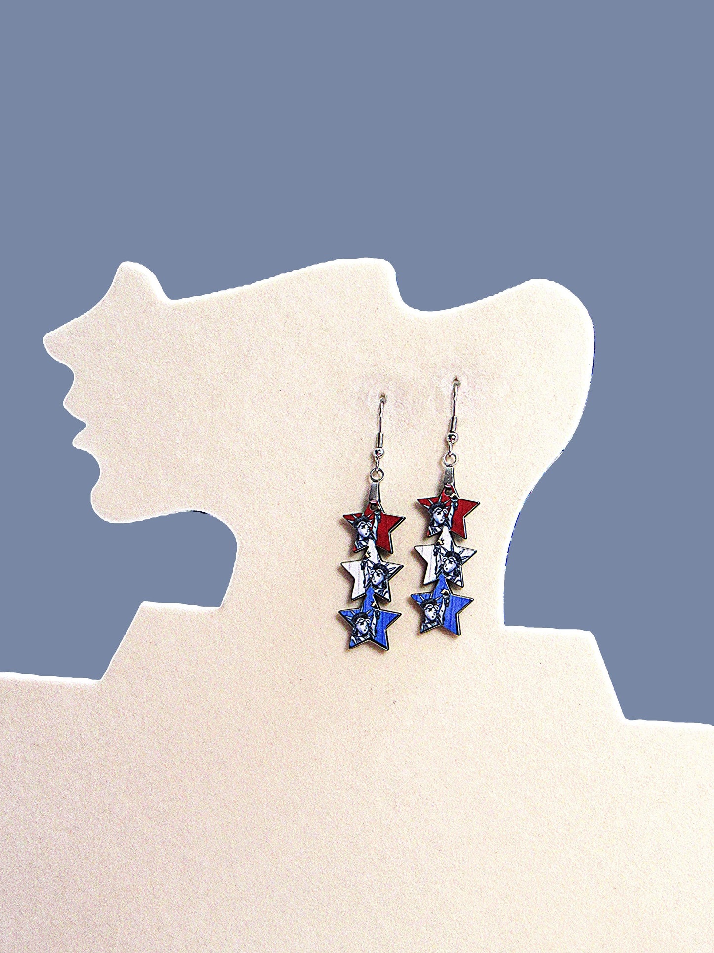 Stacked Star Shaped Sublimated Earrings 1.5 inch