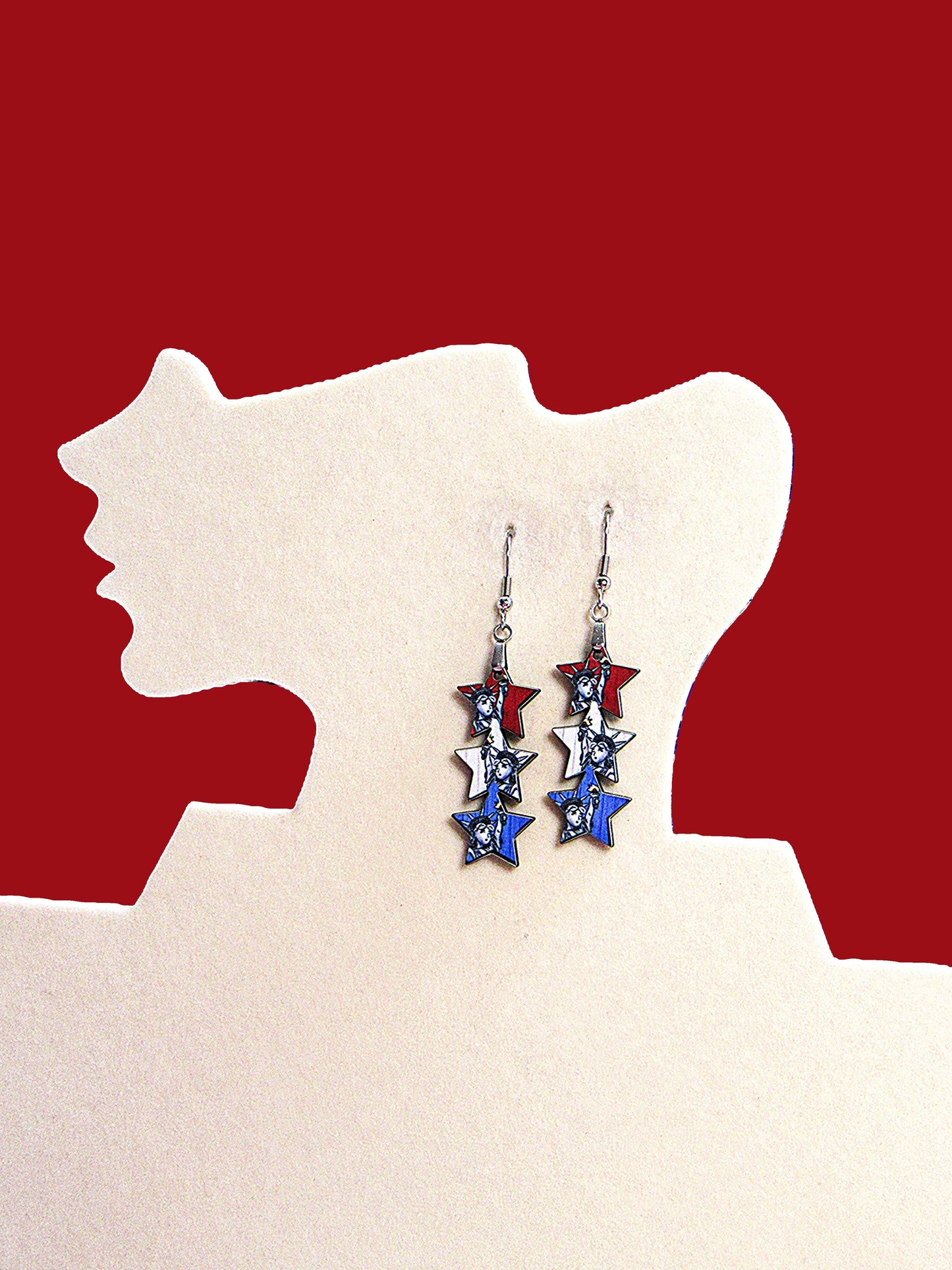 Stacked Star Shaped Sublimated Earrings 1.5 inch