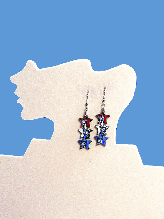 Stacked Star Shaped Sublimated Earrings 1.5 inch