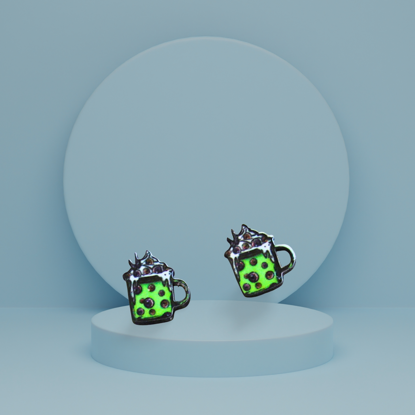 Latte Cup Shaped Sublimated Stud Earrings