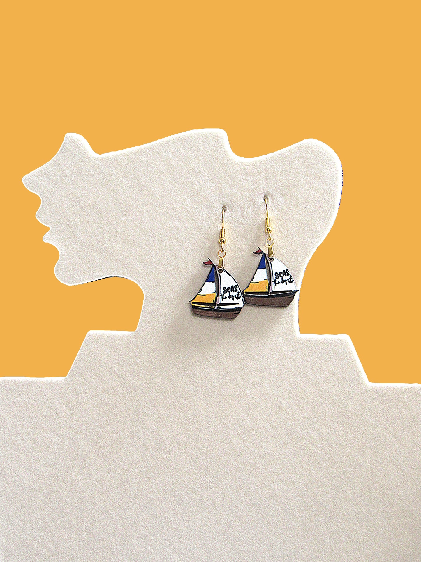 Sailboat Shaped Sublimated Earrings 1 inch