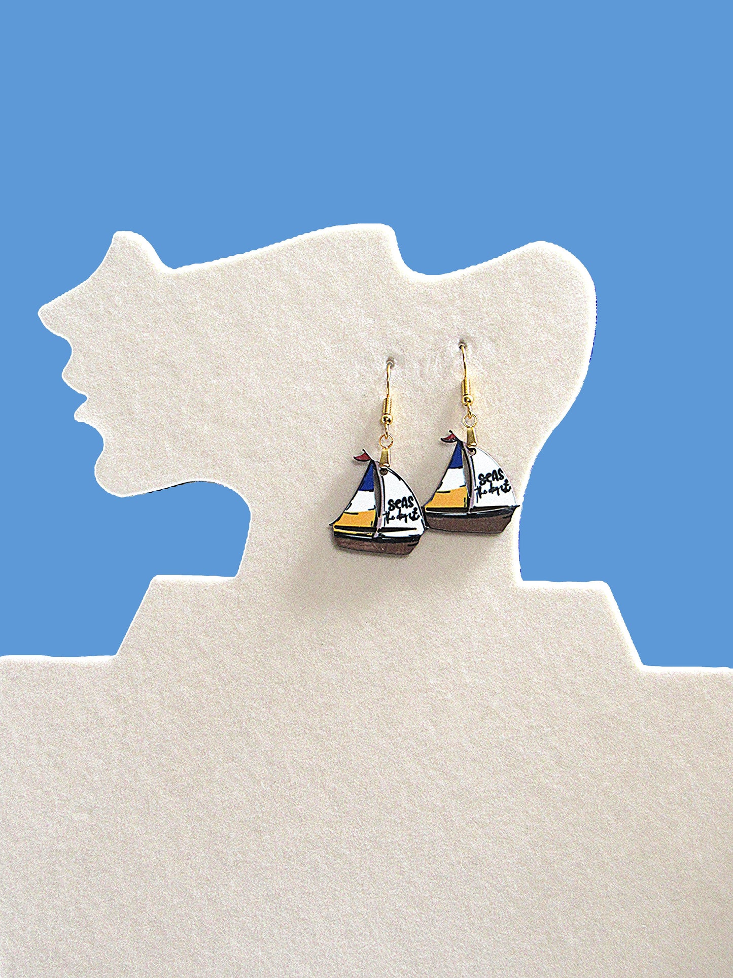Sailboat Shaped Sublimated Earrings 1 inch
