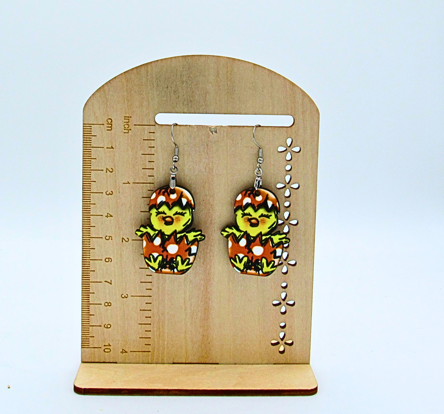 MDF-Chick in Egg Shaped Sublimated Earrings 1.5 inch