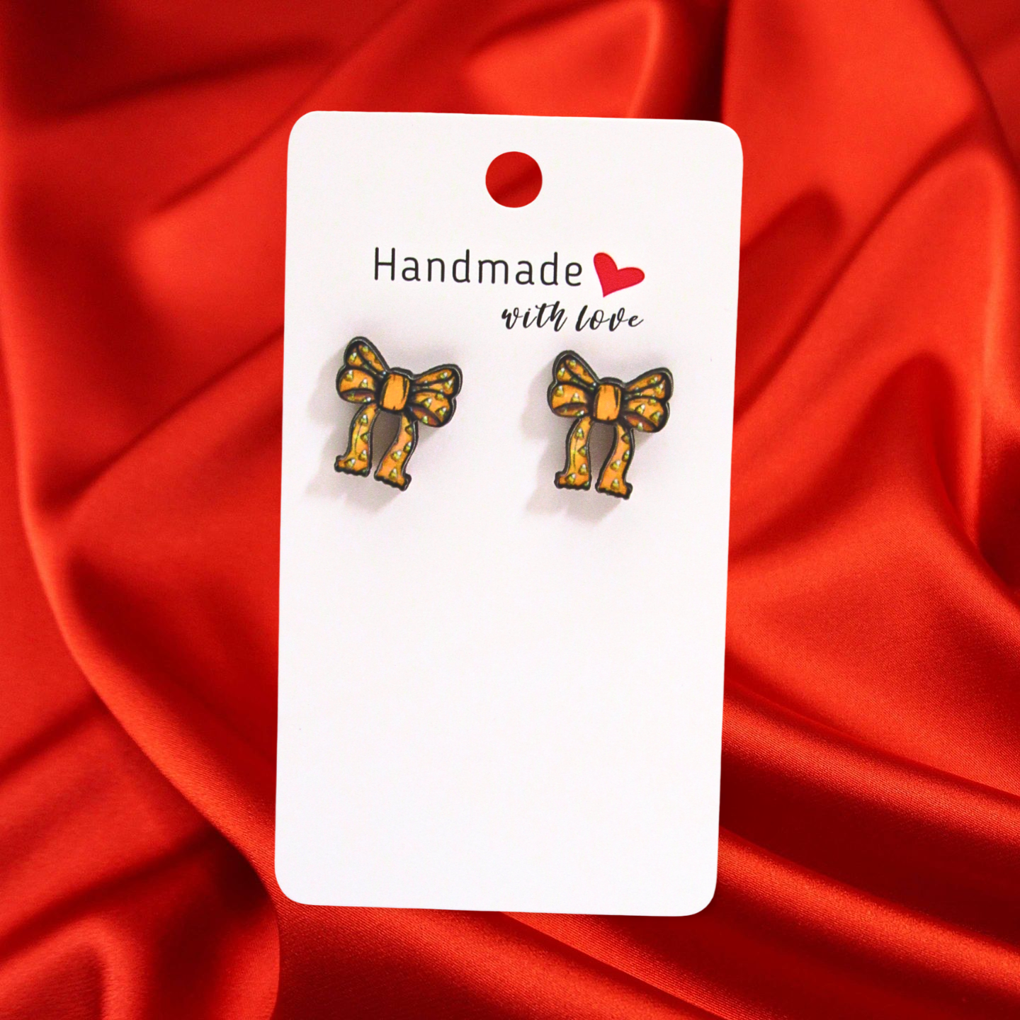 Christmas Bow Shaped Sublimated Stud Earrings