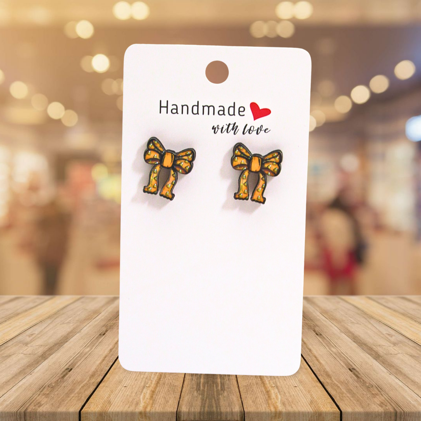 Christmas Bow Shaped Sublimated Stud Earrings
