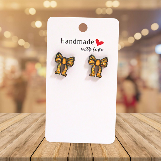 Christmas Bow Shaped Sublimated Stud Earrings