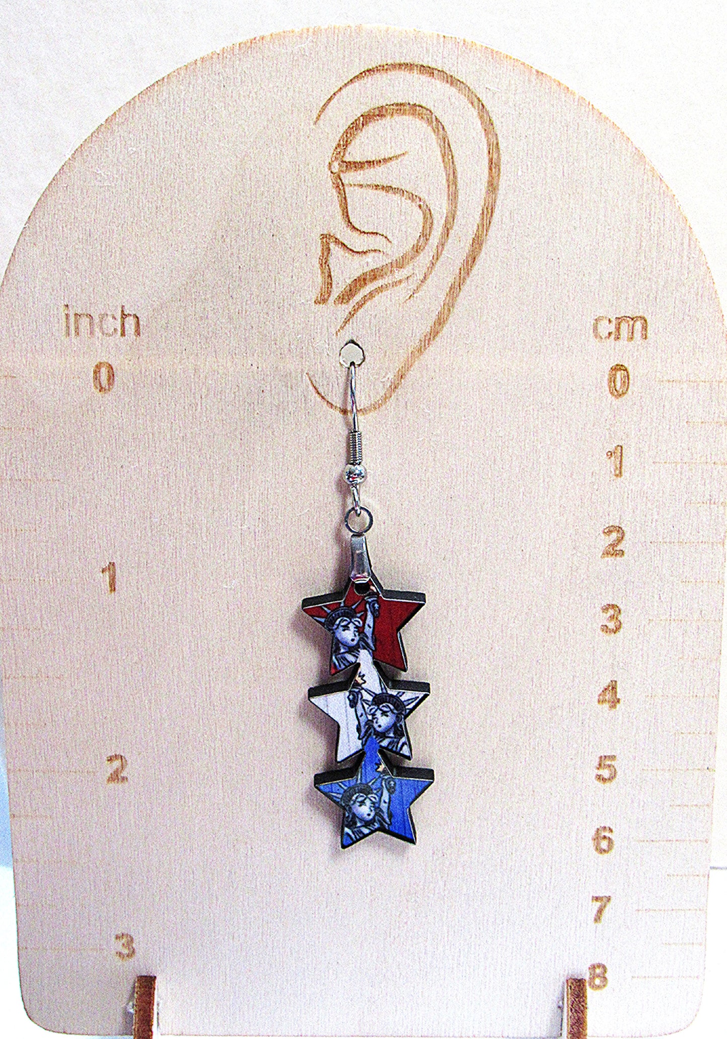 Stacked Star Shaped Sublimated Earrings 1.5 inch