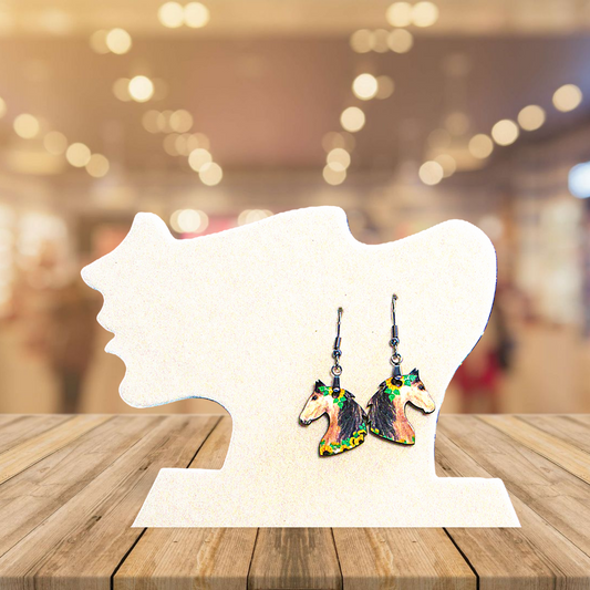 Horse Head Shaped Sublimated Earrings