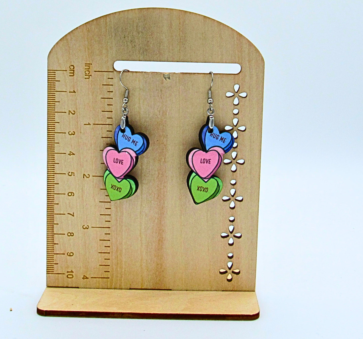 MDF-Triple Heart Shaped Sublimated Earrings 1.5 inch
