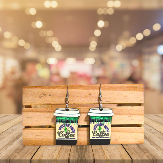 Coffee To GO Cup Shaped Sublimated Earrings 1.5 inch