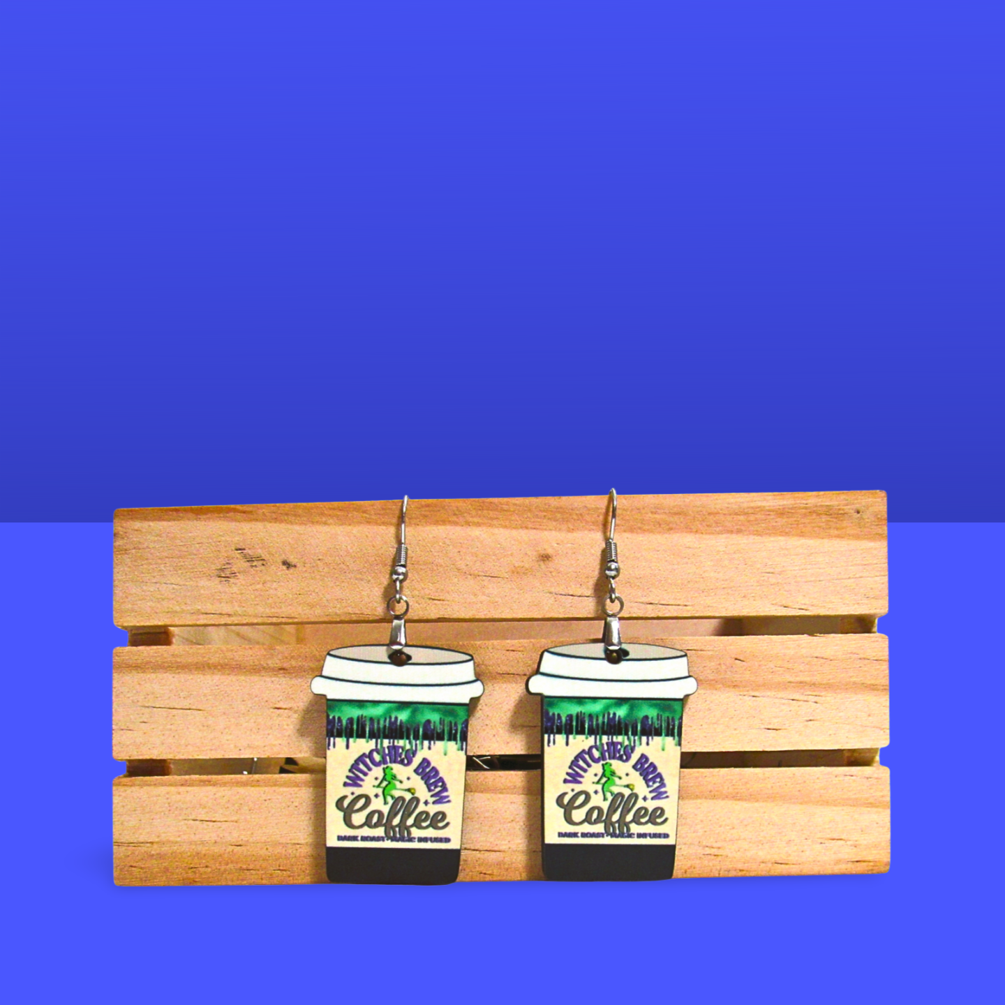 Coffee To GO Cup Shaped Sublimated Earrings 1.5 inch