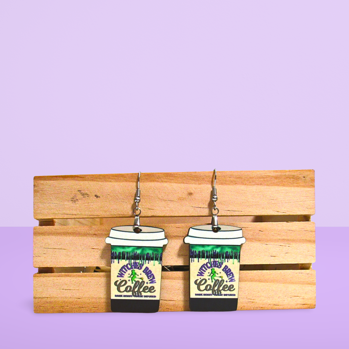 Coffee To GO Cup Shaped Sublimated Earrings 1.5 inch