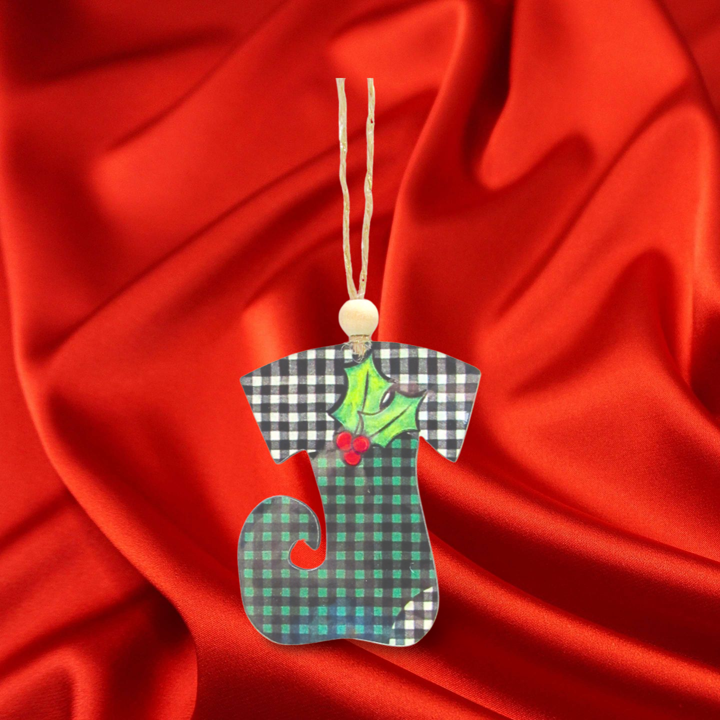 Elf Stocking Shaped Sublimated Ornament