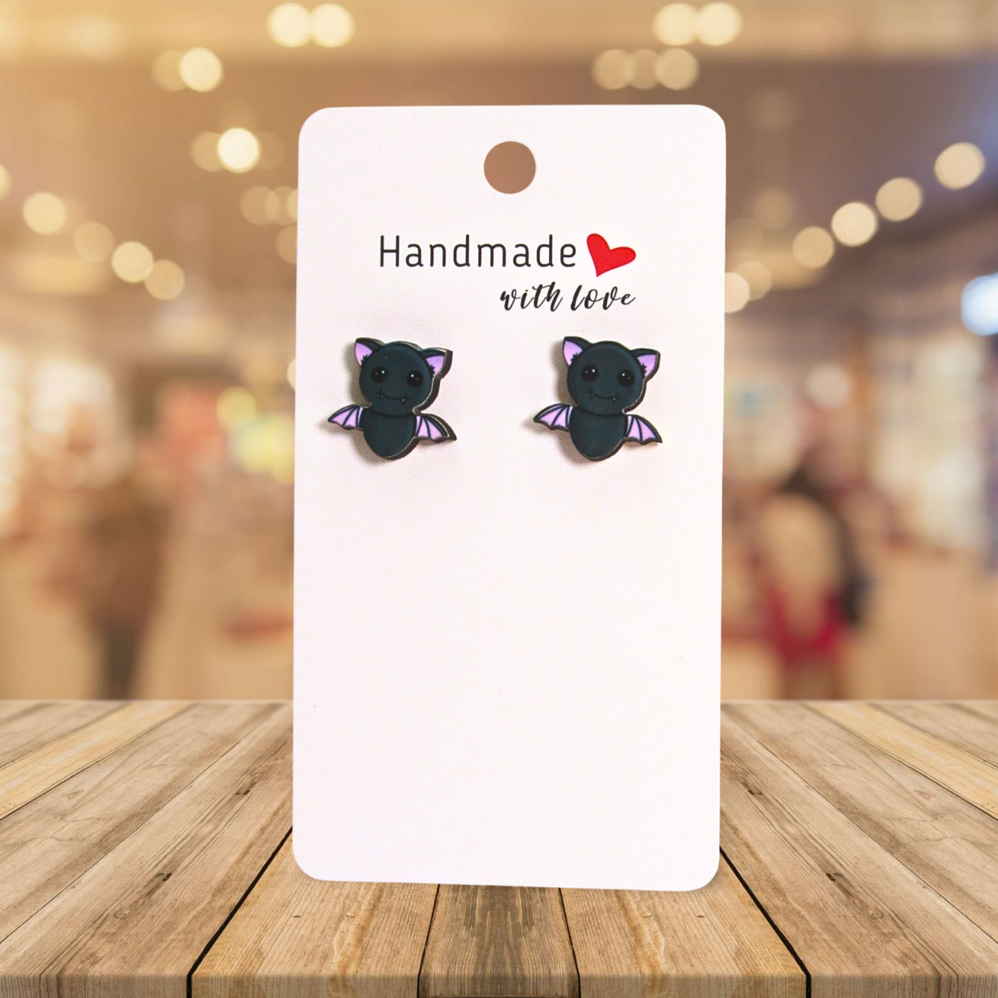 Flying Bat Shaped Sublimated Stud Earrings