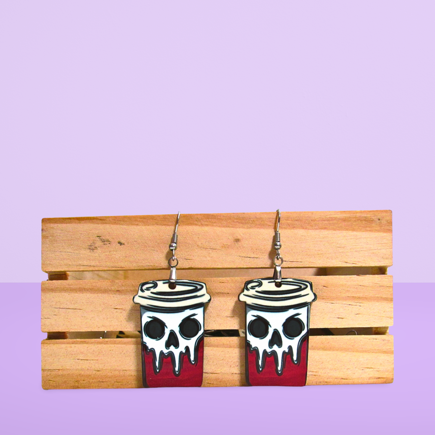 Coffee To GO Cup Shaped Sublimated Earrings